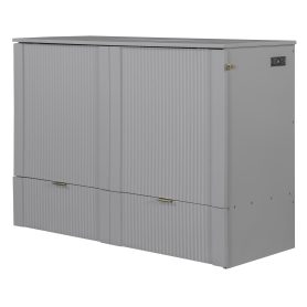 Full Size Murphy Bed with drawer and a set of Sockets & USB Ports, Pulley Structure Design