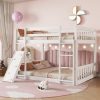 Twin Over Twin Floor Bunk Bed With Climbing Ramp, Ladder, Safety Guardrails 2 Twin Over Twin Floor Bunk Bed With Climbing Ramp, Ladder, Safety Guardrails