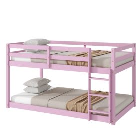 Solid Rubber Wooden Twin over Twin Loft Bed with Ladder