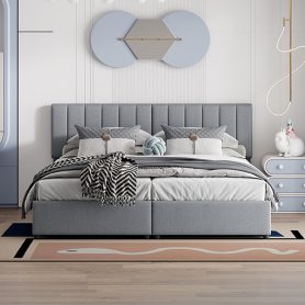 King Size Upholstered Platform Bed with a Hydraulic Storage System