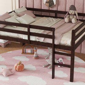 Full Rubber Wood Loft Bed with Ladder