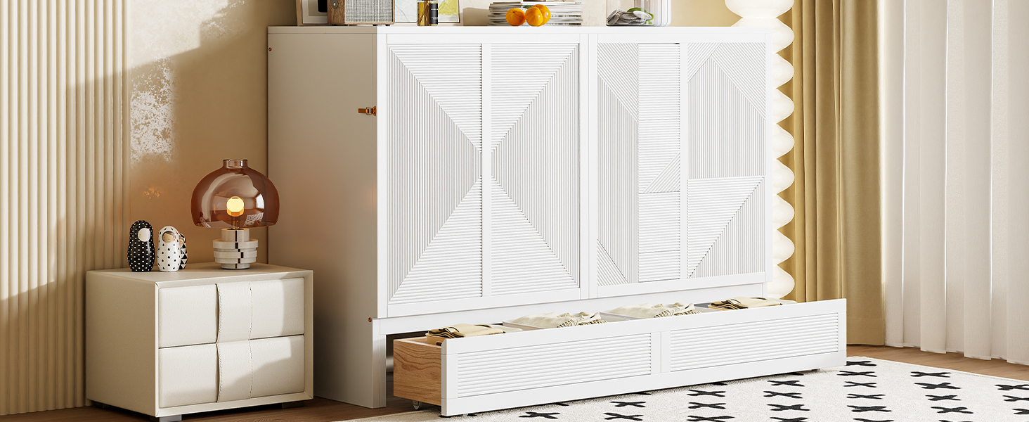 Queen Size Murphy Bed with Large Drawer, USB Ports and Outlets 24 Queen Size Murphy Bed with Large Drawer, USB Ports and Outlets