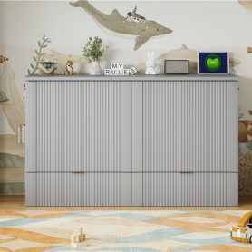 Queen Size Murphy Bed with drawer and a set of Sockets & USB Ports, Pulley Structure Design