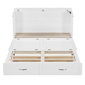 Queen Size Murphy Bed with Drawer and a set of Sockets & USB Ports, Pulley Structure Design