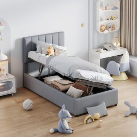 Twin Size Upholstered Platform Bed With A Hydraulic Storage System 34 Twin Size Upholstered Platform Bed With A Hydraulic Storage System