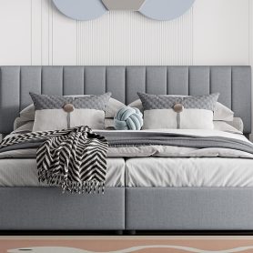 King Size Upholstered Platform Bed with a Hydraulic Storage System