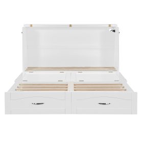 Queen Size Murphy Bed with Drawer and a set of Sockets & USB Ports, Pulley Structure Design