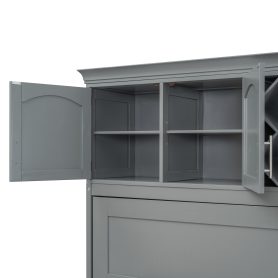 Queen Size Murphy Bed Wall Bed with Top Cabinets & Wine Rack