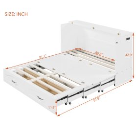 Queen Size Murphy Bed with Drawer and a set of Sockets & USB Ports, Pulley Structure Design