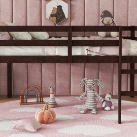 Full Rubber Wood Loft Bed with Ladder