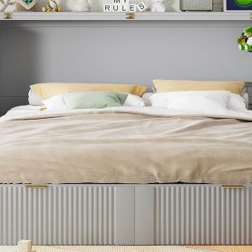 Queen Size Murphy Bed with drawer and a set of Sockets & USB Ports, Pulley Structure Design