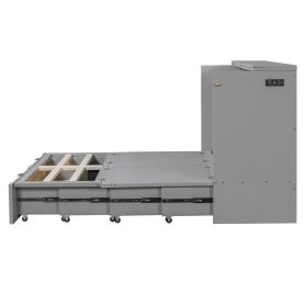 Full Size Murphy Bed with drawer and a set of Sockets & USB Ports, Pulley Structure Design