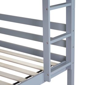 Twin Over Twin Bunk Bed With Shelves Headboard, Safety Guardrails And Ladder