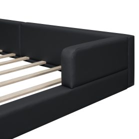 Queen Size PU Upholstered Platform Bed with 2 Reading Lights