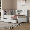 Twin Size Wood Daybed with Storage Shelves, USB and Trundle 1 Twin Size Wood Daybed with Storage Shelves, USB and Trundle