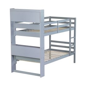 Twin Over Twin Bunk Bed With Shelves Headboard, Safety Guardrails And Ladder