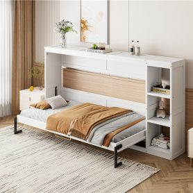 Twin Size Murphy Bed with Bookshelf