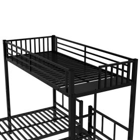 Metal Twin Xl Over Twin & Twin Bunk Bed For 3