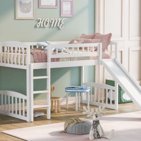 Twin Size Loft Bed With Slide And Ladder