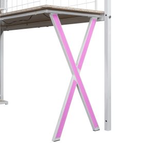 Twin Size Metal Loft Bed with Built-in Work Station, Wardrobe, Storage Staircase and LED