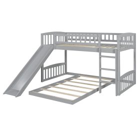 Wood Twin Over Twin Bunk Bed with Slide and Ladder