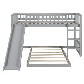 Wood Twin Over Twin Bunk Bed with Slide and Ladder