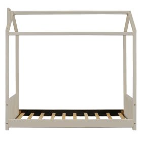 Wood Twin Size Velvet House Bed