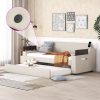 Twin Size Upholstery Daybed with Storage Arms, Trundle and USB