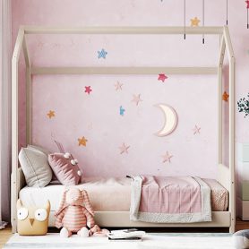 Wood Twin Size Velvet House Bed