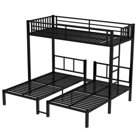 Metal Twin Xl Over Twin & Twin Bunk Bed For 3