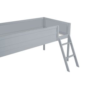 Wood Twin Size Gaming Loft Bed with Desk and LED