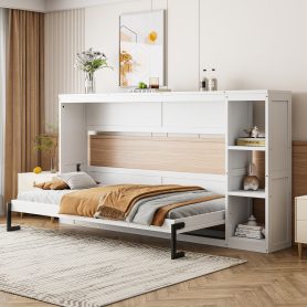 Twin Size Murphy Bed with Bookshelf