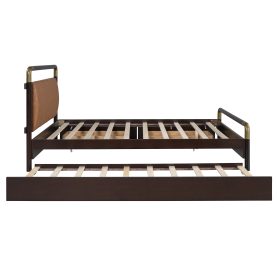 Wooden Queen Size Platform Bed With 2 Big Drawers and T-Xl Size Trundle
