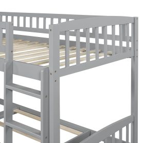 Wood Twin Over Twin Bunk Bed with Slide and Ladder