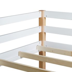 Rubber Wooden Twin Loft Bed with Ladder,  Natural White