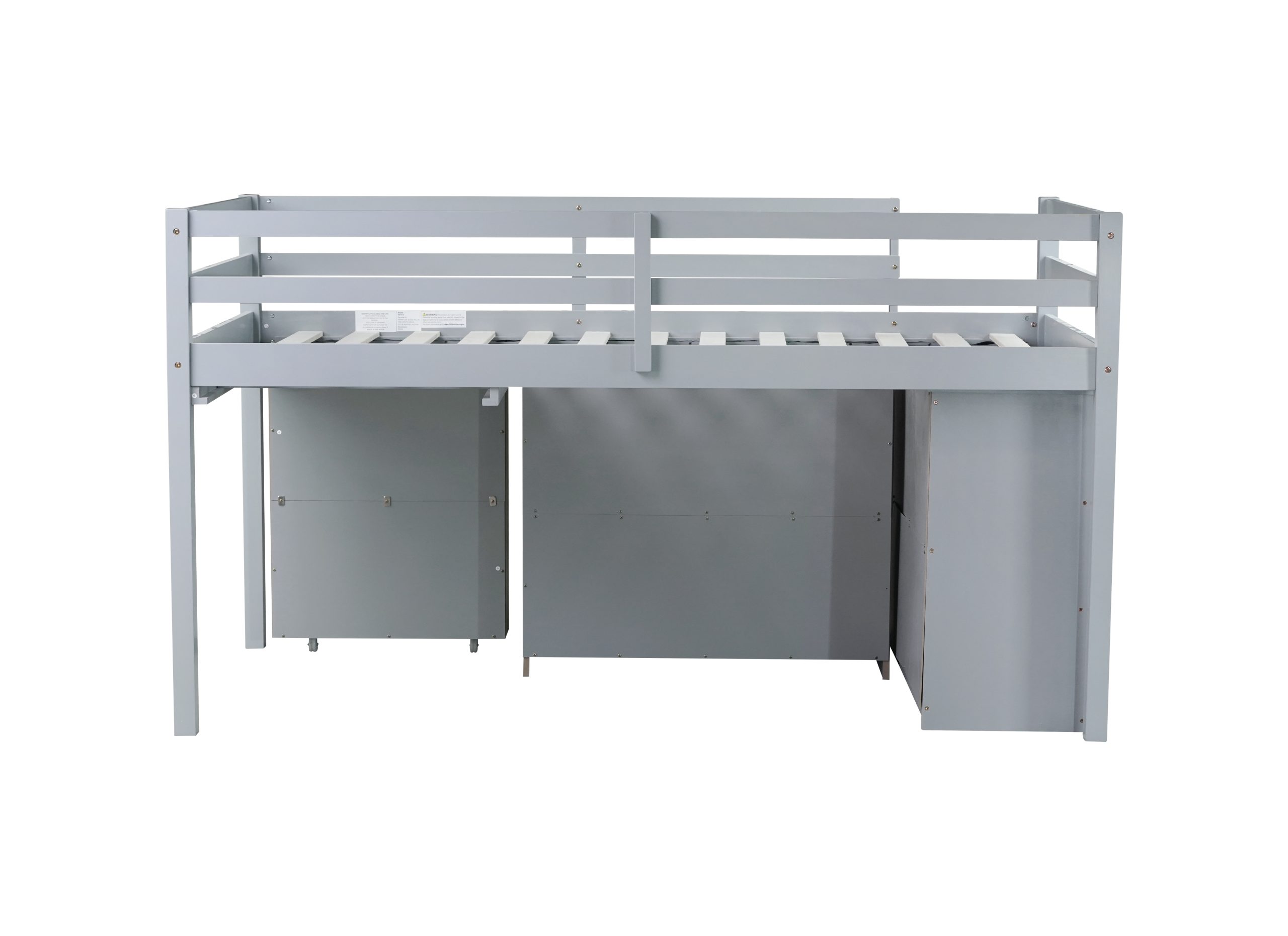 Rubber Wood Twin Loft Bed With Drawer Cabinet, Shelf Cabinet, Pulling-out Desk And Safety Guardrail 11 Rubber Wood Twin Loft Bed With Drawer Cabinet, Shelf Cabinet, Pulling-out Desk And Safety Guardrail