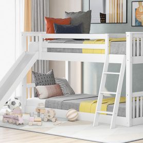 Twin Over Twin Bunk Bed With Convertible Slide And Ladder