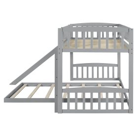 Wood Twin Over Twin Bunk Bed with Slide and Ladder