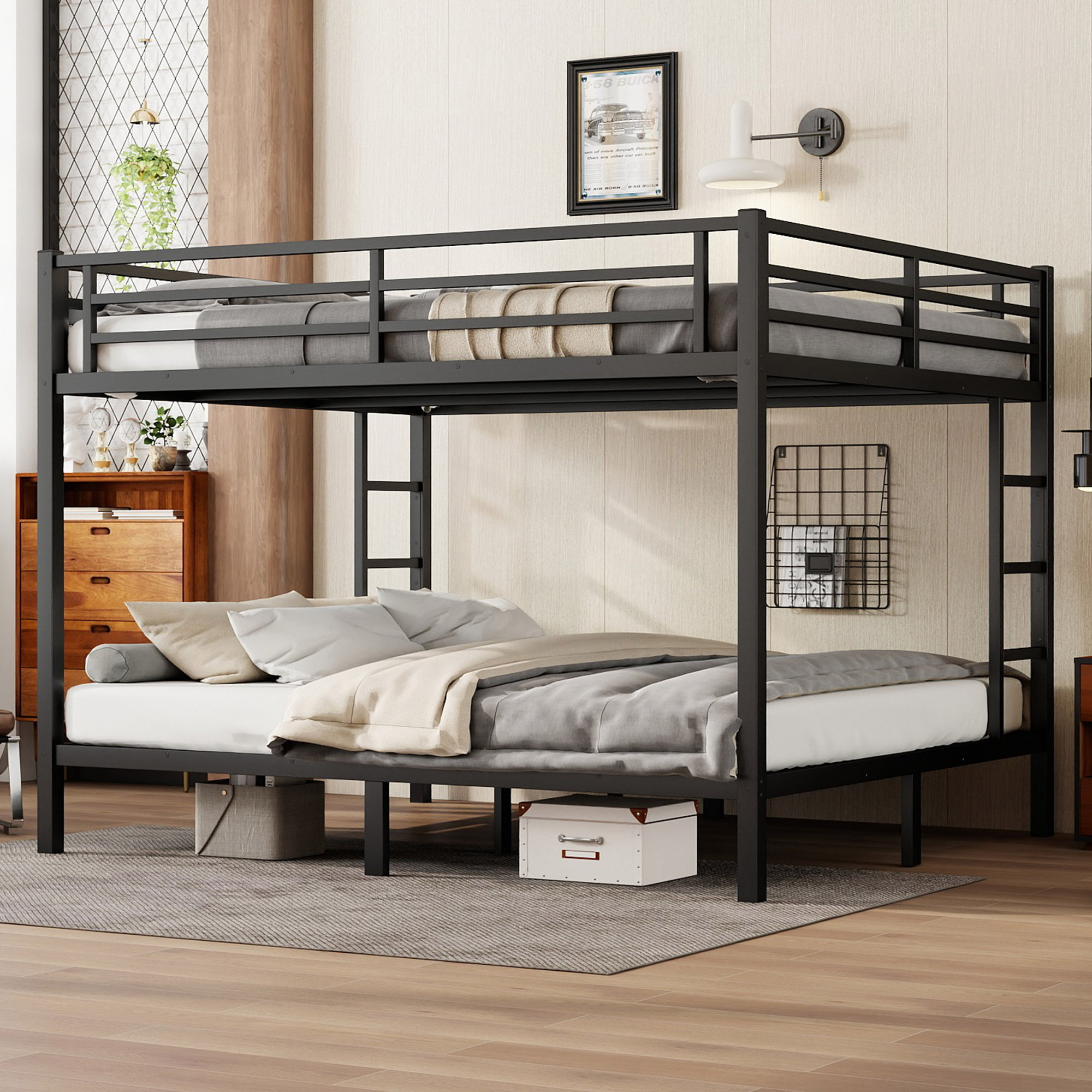 Metal California King Over King Bunk Bed For Teens And Adults