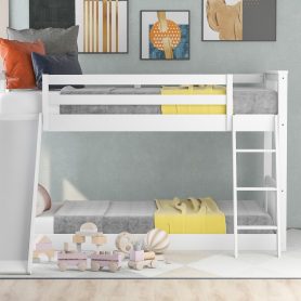 Twin Over Twin Bunk Bed With Convertible Slide And Ladder