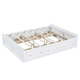 Wood Queen Size Platform Bed Frame with 6 Drawers