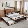 Wooden Queen Size Platform Bed With 2 Big Drawers and T-Xl Size Trundle