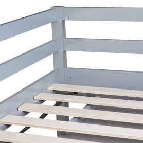 Rubber Wood Twin Loft Bed With Drawer Cabinet, Shelf Cabinet, Pulling-out Desk And Safety Guardrail 34 Rubber Wood Twin Loft Bed With Drawer Cabinet, Shelf Cabinet, Pulling-out Desk And Safety Guardrail