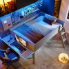 Wood Full Size Gaming Loft Bed with Desk and LED