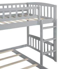 Wood Twin Over Twin Bunk Bed with Slide and Ladder
