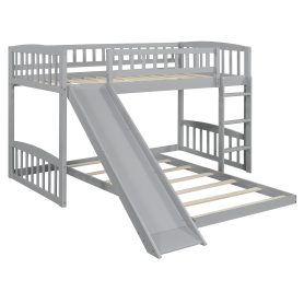Wood Twin Over Twin Bunk Bed with Slide and Ladder