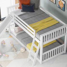 Twin Over Twin Bunk Bed With Convertible Slide And Ladder