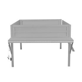 Wood Full Size Gaming Loft Bed with Desk and LED