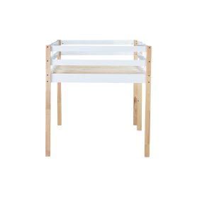 Rubber Wooden Twin Loft Bed with Ladder,  Natural White