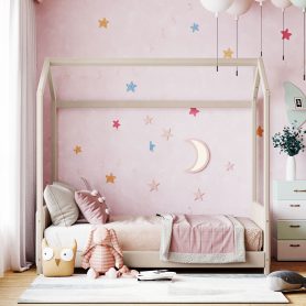 Wood Twin Size Velvet House Bed